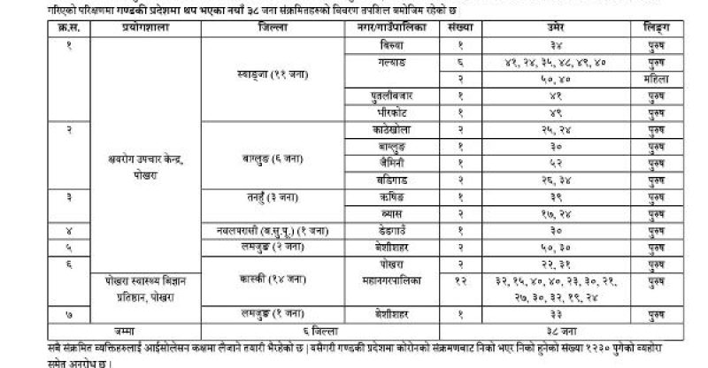 पोखरामा १४ जना सहित गण्डकी प्रदेशमा ३८ जनामा कोरोना संक्रमण