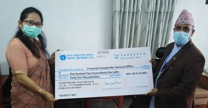 नेपालमा भूकम्प पछिको पुनर्निर्माणका लागि भारतद्धारा १ अर्ब ५४ करोड हस्तान्तरण