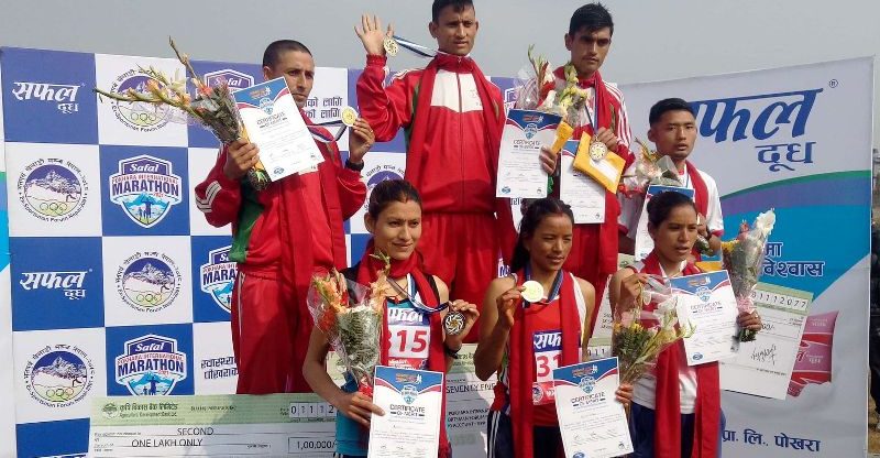 पोखरा म्याराथनको उपाधि राजन रोकायालाई, महिला हाफ म्याराथनको उपाधि राजपुरा प्रसाइलाई