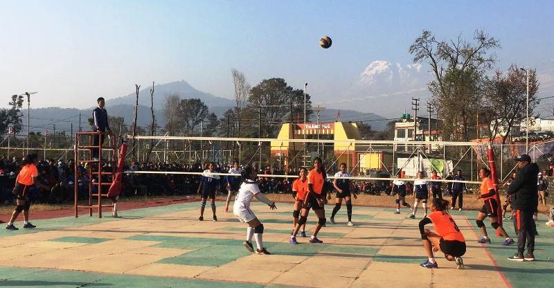 अरुणा शाही जिताउन पोखरामा एपीएफ र न्युडाइमण्ड बिच भलिबल प्रतियोगिता